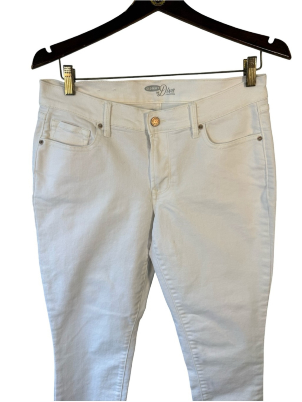 Old Navy White The Diva Skinny Jeans Stretch Denim Size 8 Vacation Coastal - Picture 11 of 14